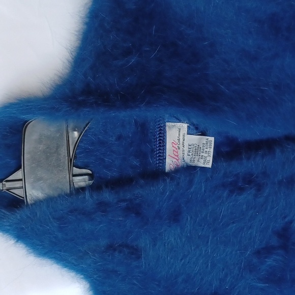 Celan of California cardigan fuzzy blazer, size L, Blue, lined - Picture 2 of 7